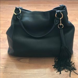 G.I.L.I. Large Black Pebble Leather Roma Bag